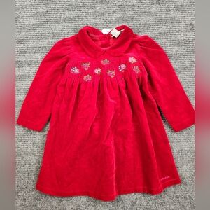 OshKosh Velvet Dress Size 3T Smocked Embroidered Flowers NWT Button Back